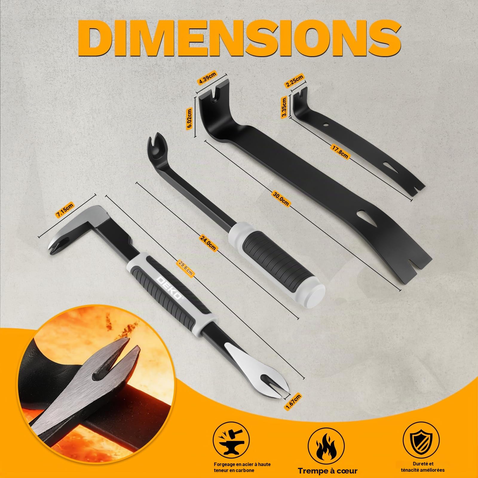 DEKOPRO TOOL KIT Pieds-de-biche Lot de 4 acier