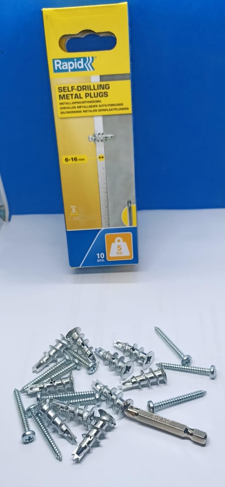 Rapid’os 16 Fixations murs creux chevilles autoforeuses placo 10 pièces 5 kg