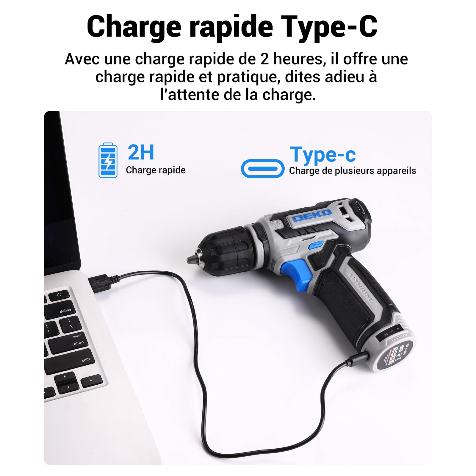 DEKOPRO TOOL KIT 238 pièces caisse à outils avec visseuse 12 V bleue