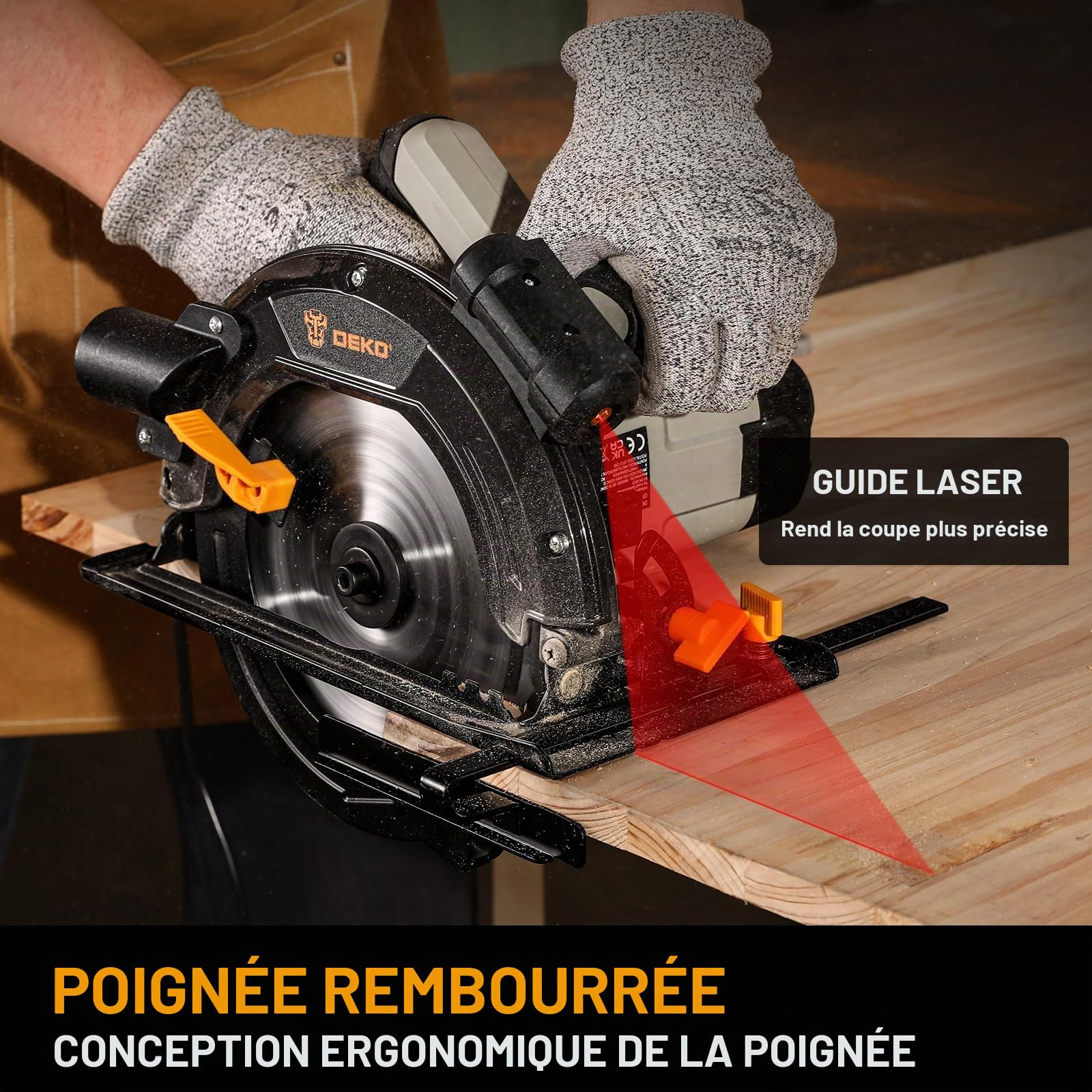 DEKOPRO POWER TOOLS scie circulaire 1400 W 190 mm filaire avec laser