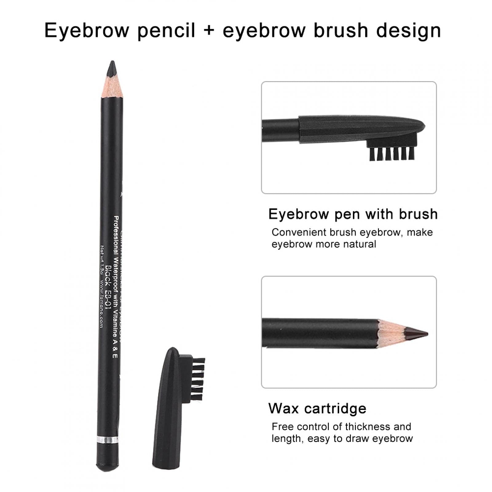 Omabeta Beauty, Hair & Nail Care crayon à sourcils EB01 Noir waterproof 5 g