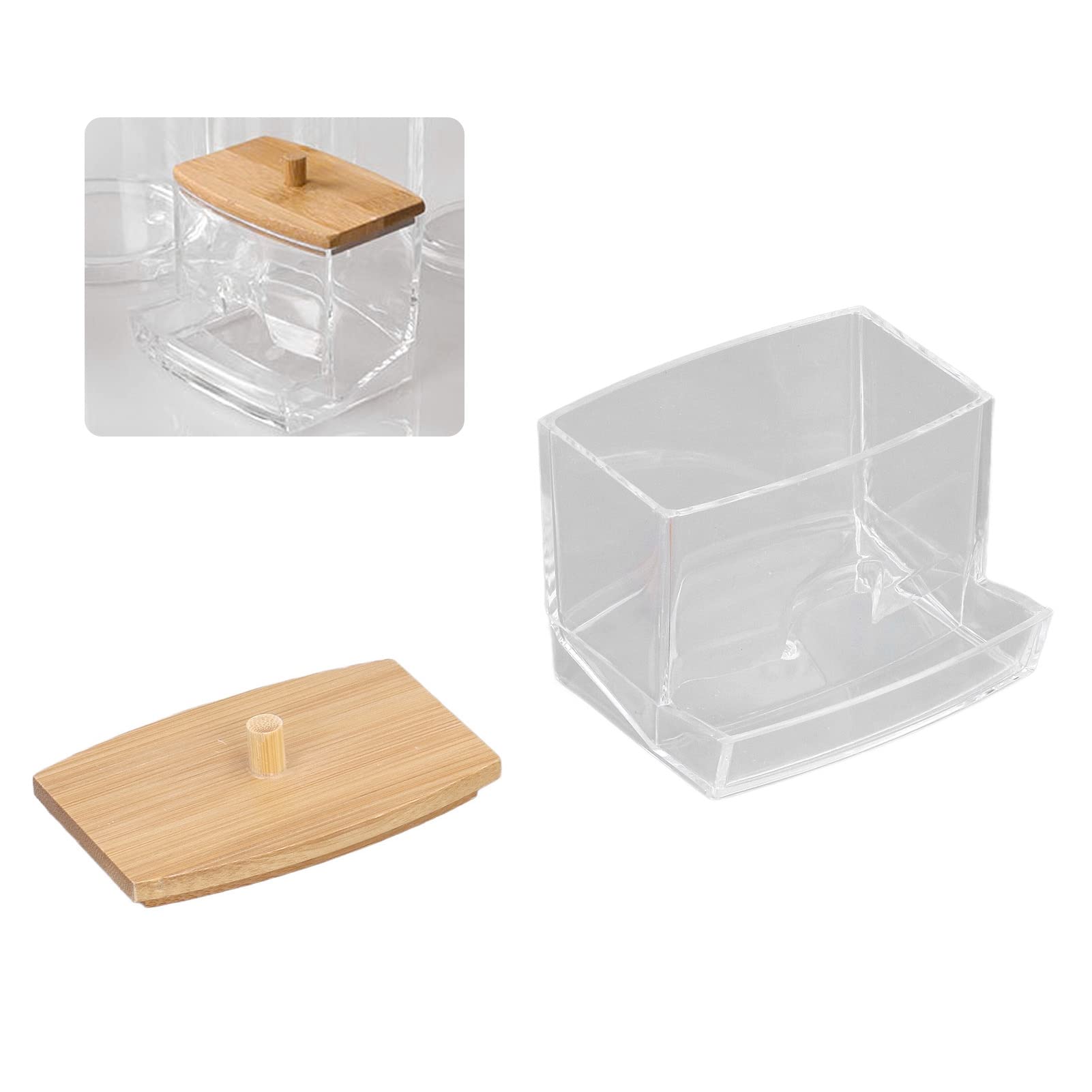 Omabeta Beauty, Hair & Nail Care boîte de rangement transparente à couvercle pour cotons-tiges