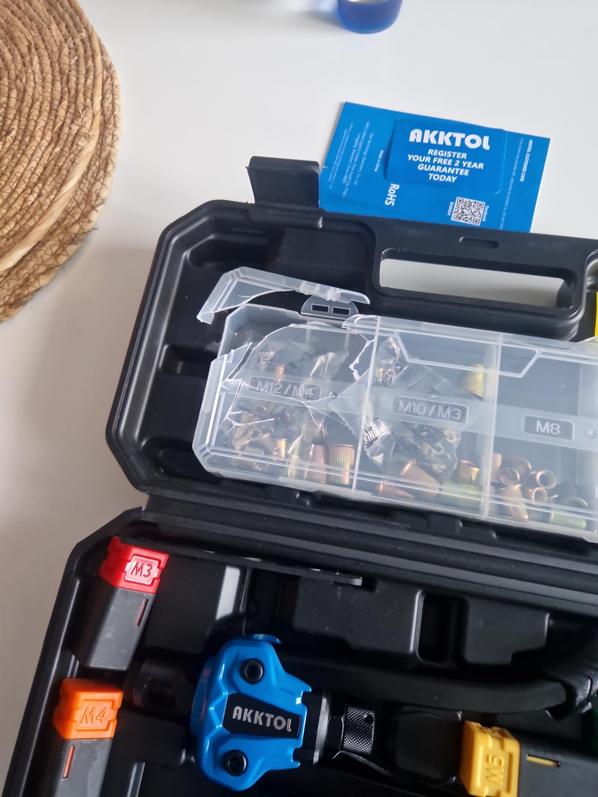 AKKTOL Rivet Nut Tools pince à insert fileté avec coffret, 7 mandrins M3-M12