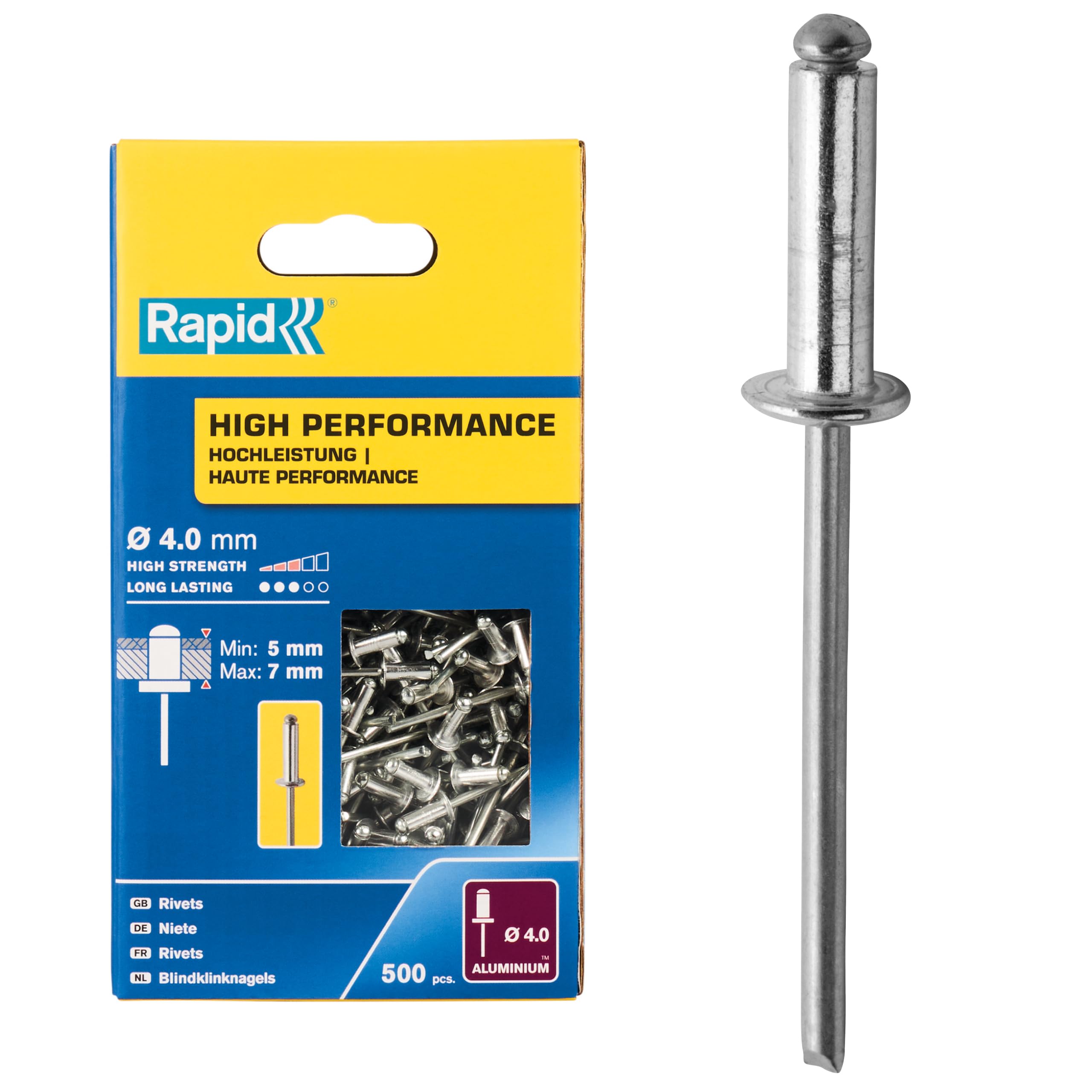 Rapid’os 16 Rivetage rivets haute performance aluminium Ø3,2 × 8 mm, lot de 500
