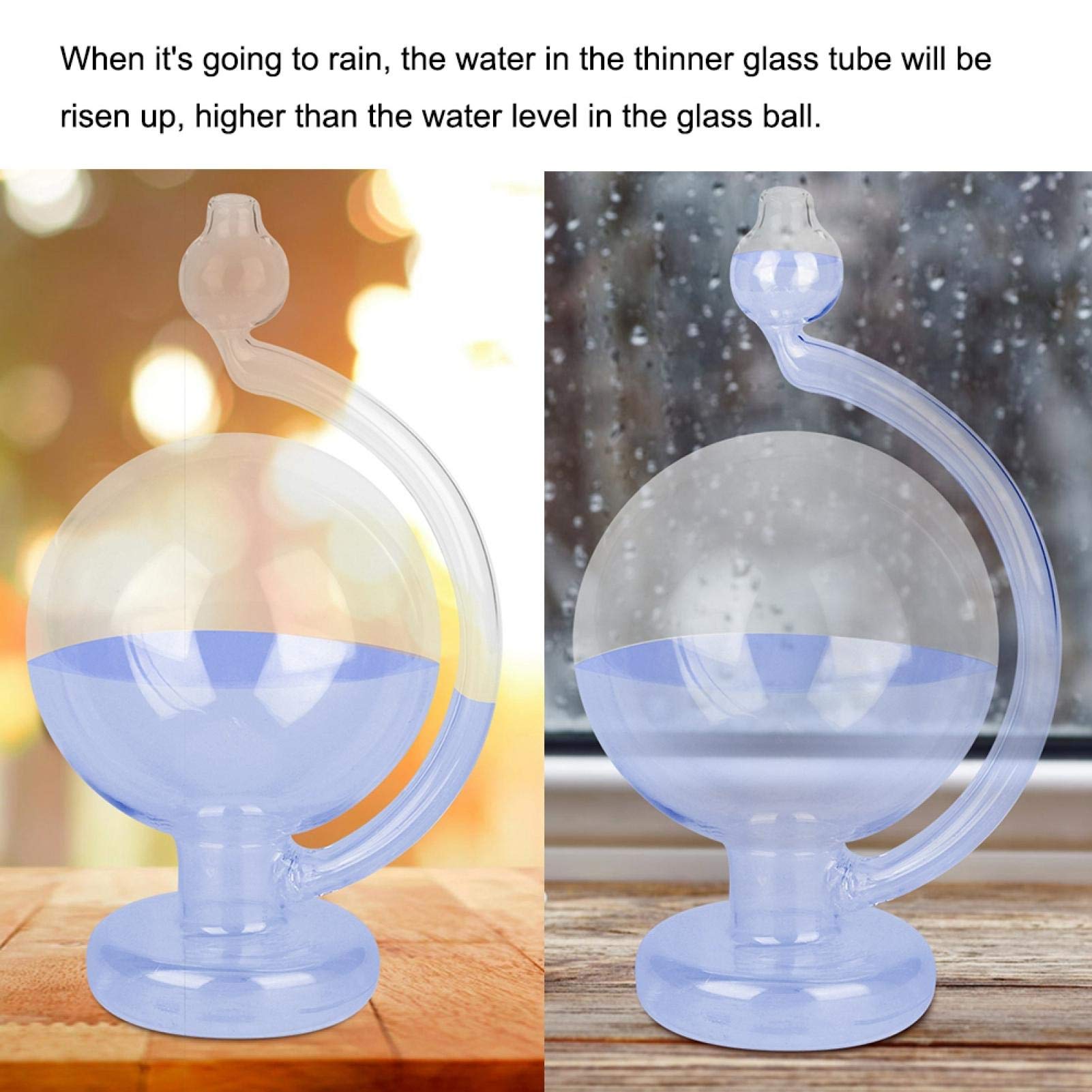 Omabeta Home Décor & Bathroom Décor bouteille météo en verre bleue 15 cm