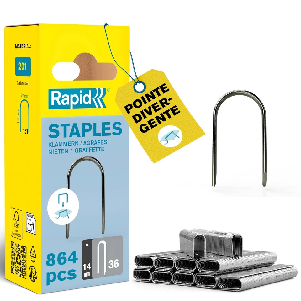 Rapid Agrafage N°36 agrafes câble 14 mm, 864 pièces galvanisées