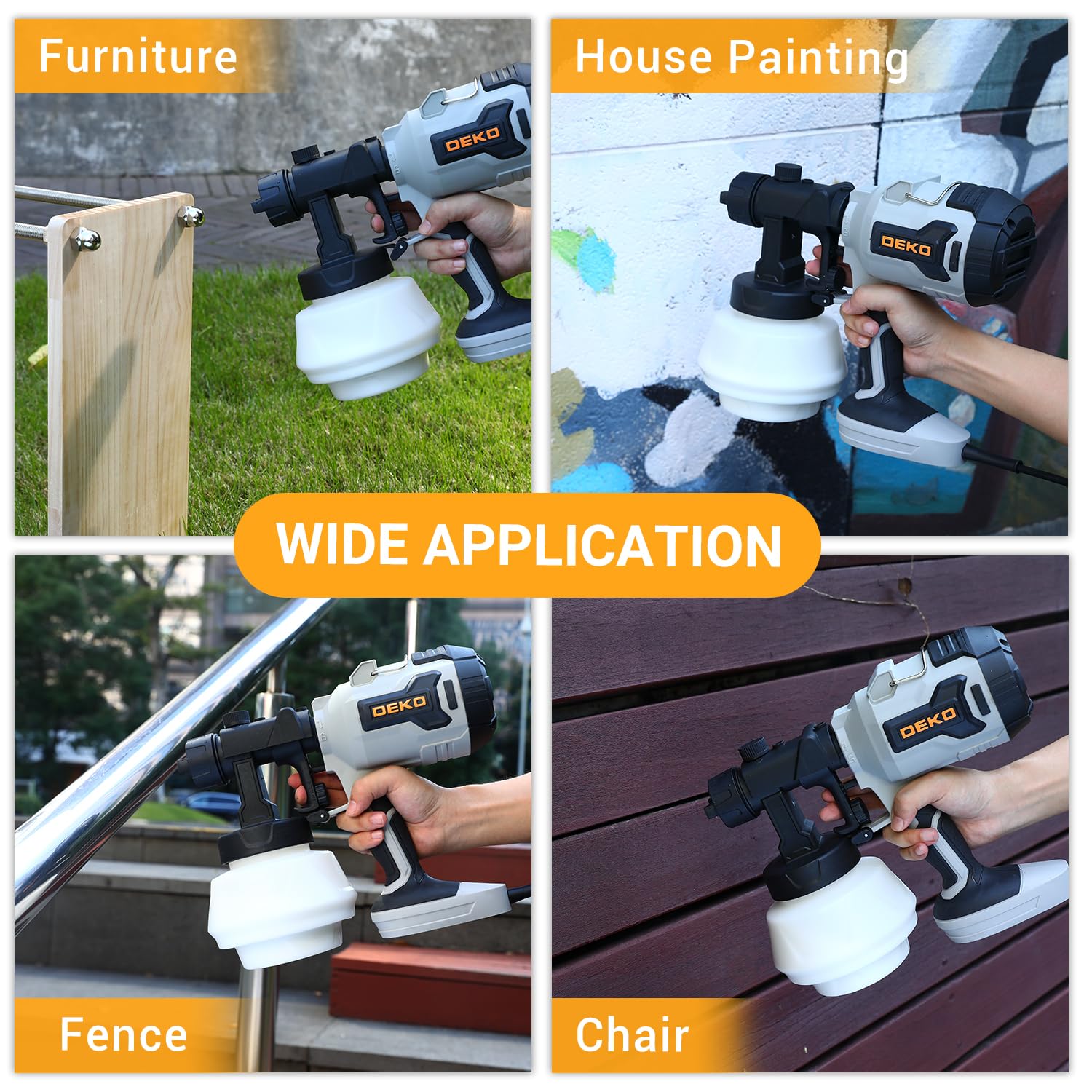 DEKOPRO PAINT SPRAYER 700 W Pistolet à peinture gris 800 ml HVLP