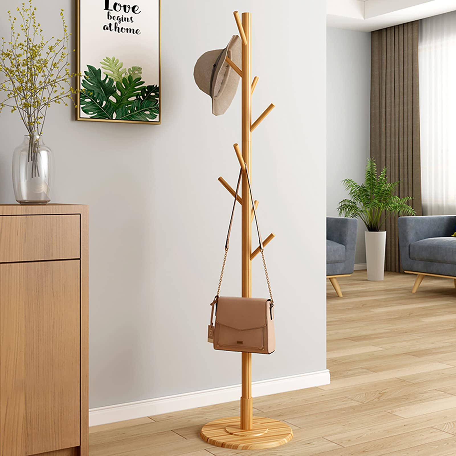 Omabeta Home Décor & Bathroom Décor porte-manteau sur pied en bois naturel 165 cm
