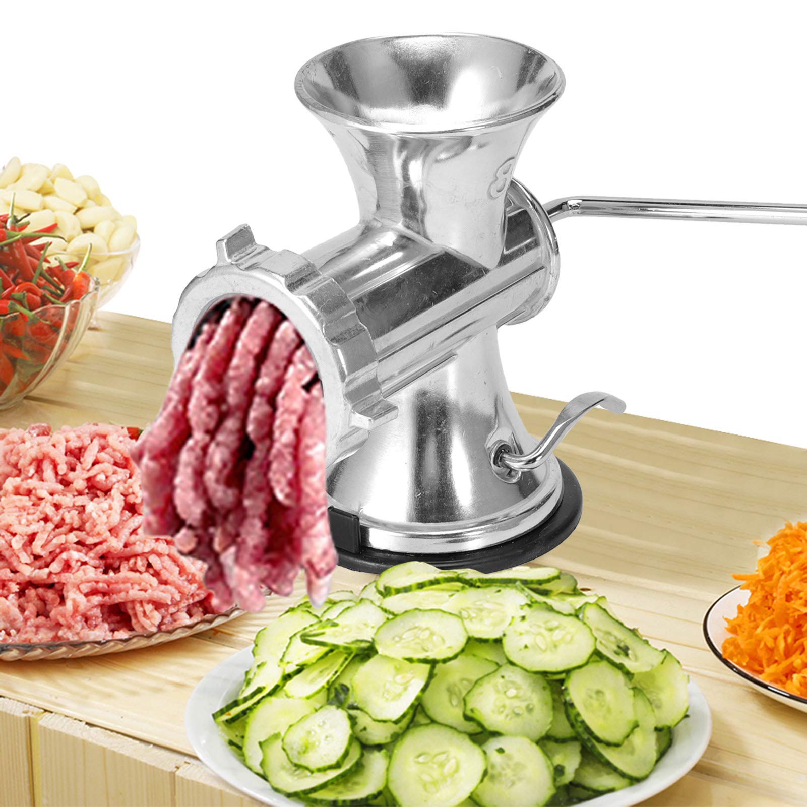 Omabeta Kitchen Appliances Hachoir à viande manuel avec ventouse en aluminium