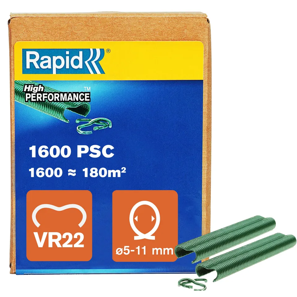 Rapid’os 16 Jardin VR22 agrafes à grillage vertes, 1 600 pièces galvanisées