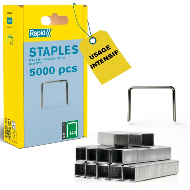 Rapid’os 16 Agrafage n° 140 agrafes 8 mm 5000 pièces galvanisées