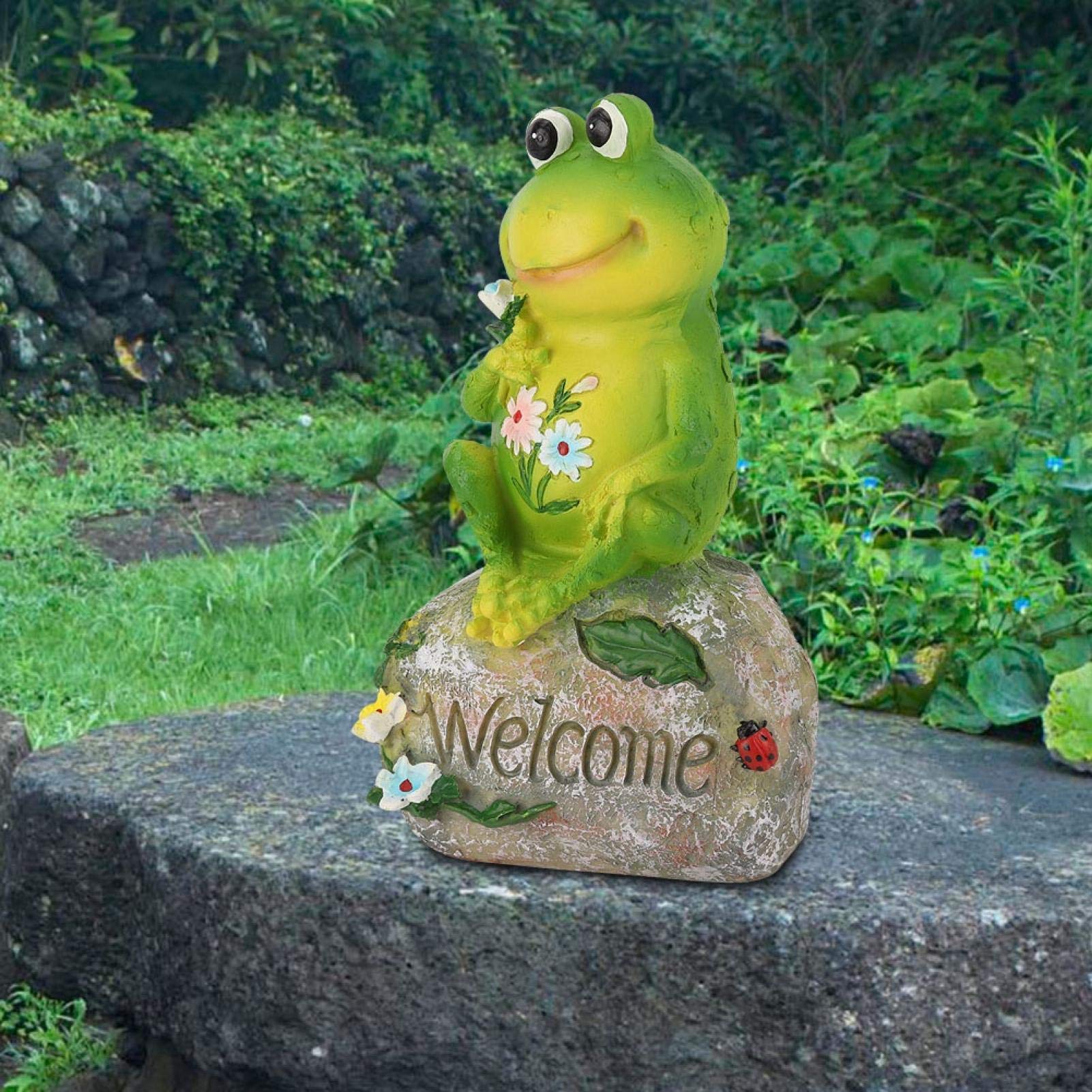 Omabeta Home Décor & Bathroom Décor Grenouille Papa statue de jardin en résine 23 cm