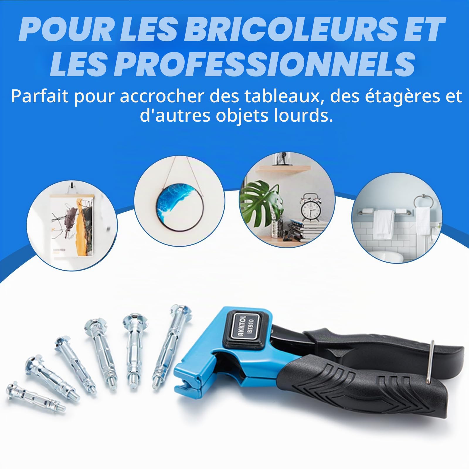 AKKTOL Hollow Wall Anchor Setting Tools pince à chevilles Molly bleue 40 pièces
