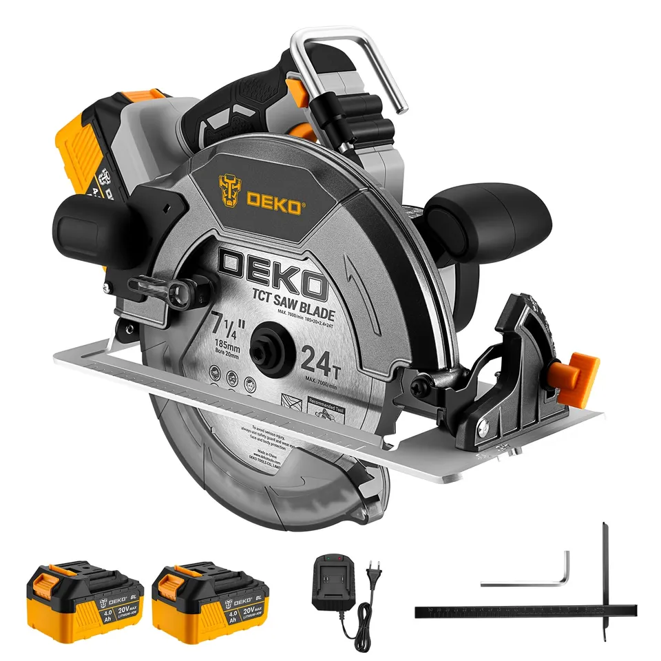 DEKOPRO POWER TOOLS scie circulaire sans fil 20 V 185 mm 2 batteries