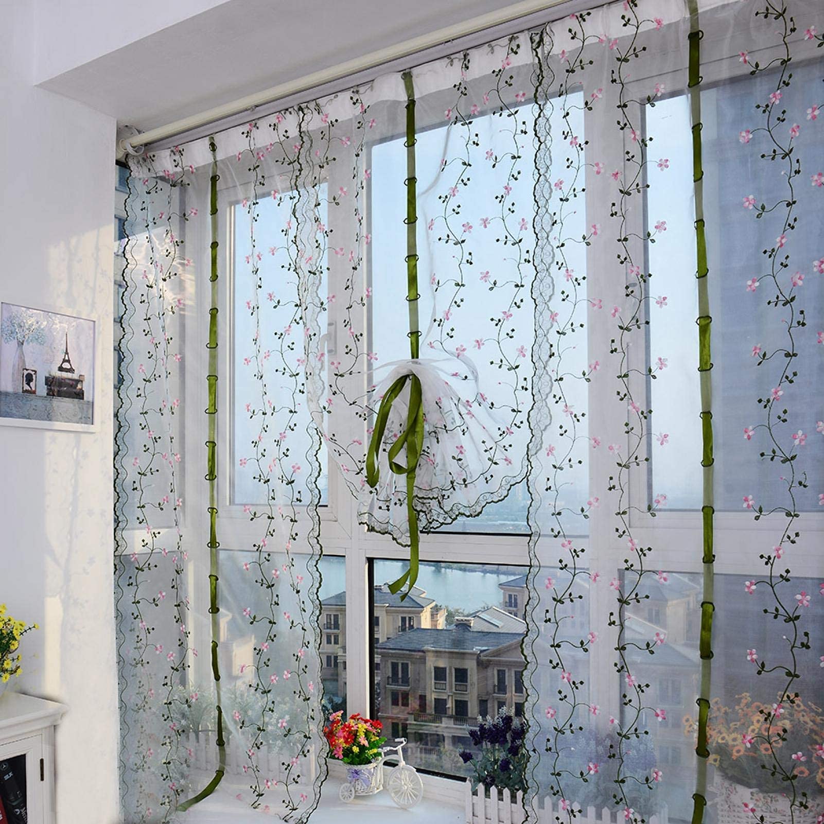 Omabeta Home Décor & Bathroom Décor rideau voile 80 × 150 cm fleuri