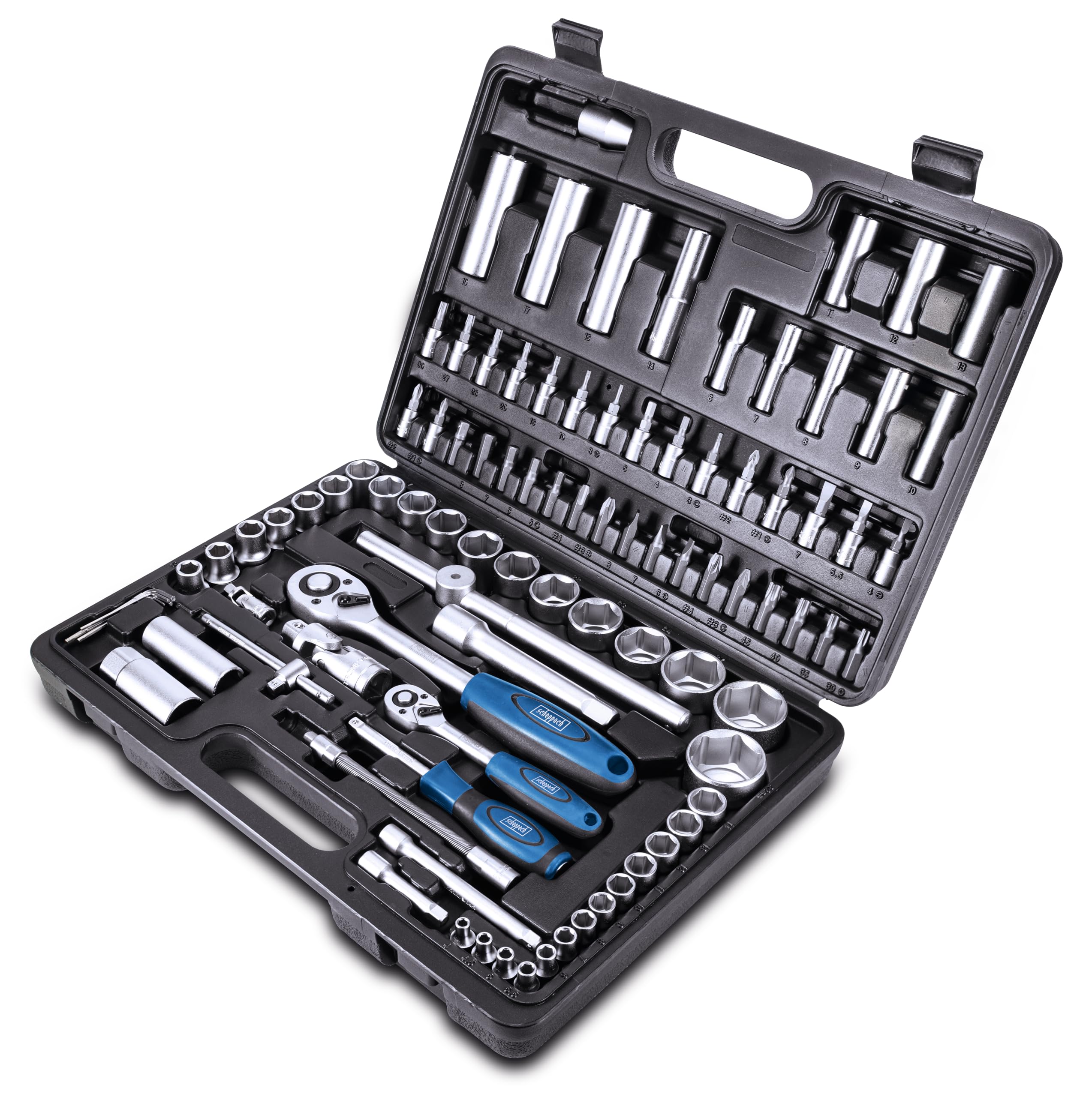 Scheppach ST Series TB94 mallette à outils 94 pièces en acier chrome-vanadium