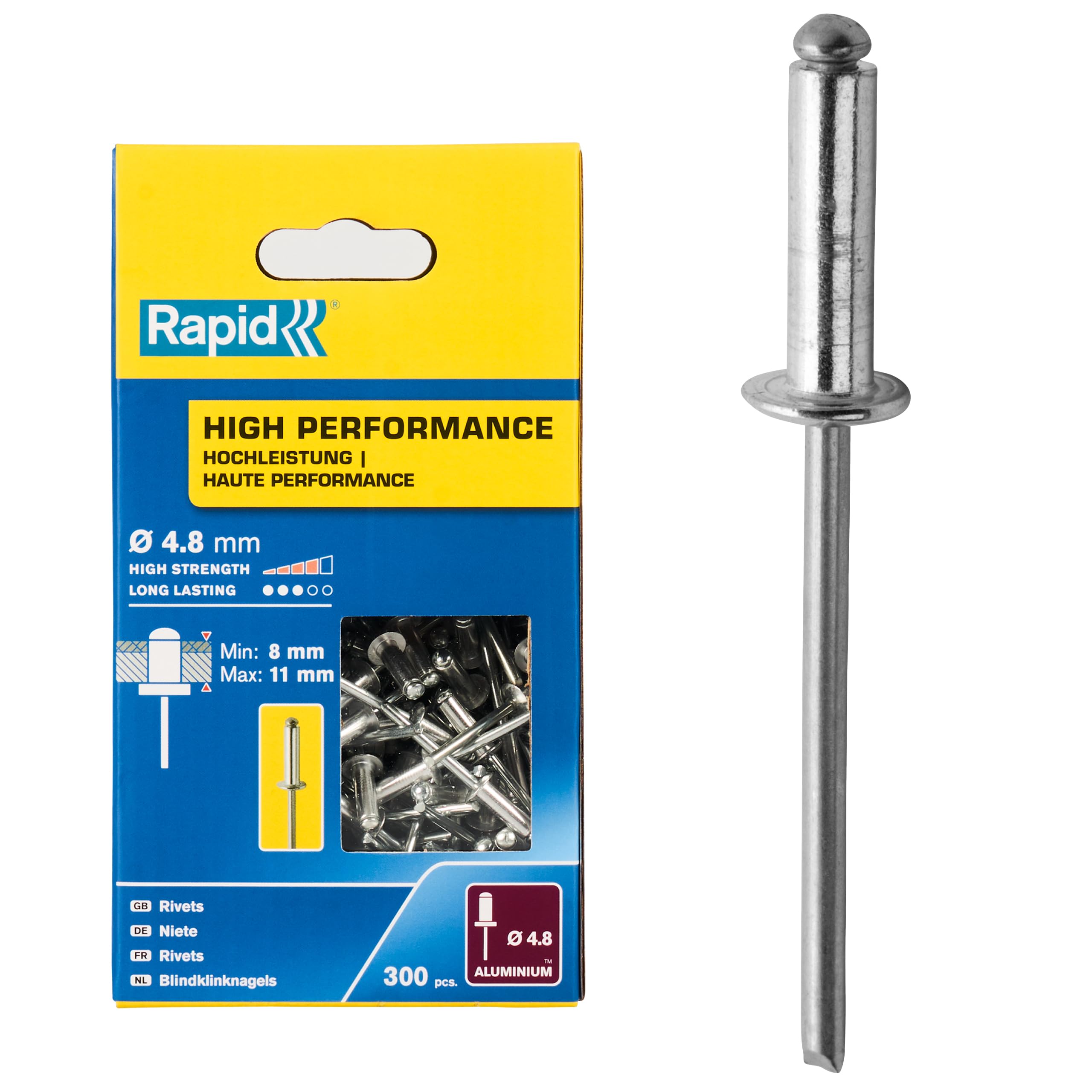 Rapid’os 16 Rivetage rivets haute performance aluminium Ø3,2 × 8 mm, lot de 500