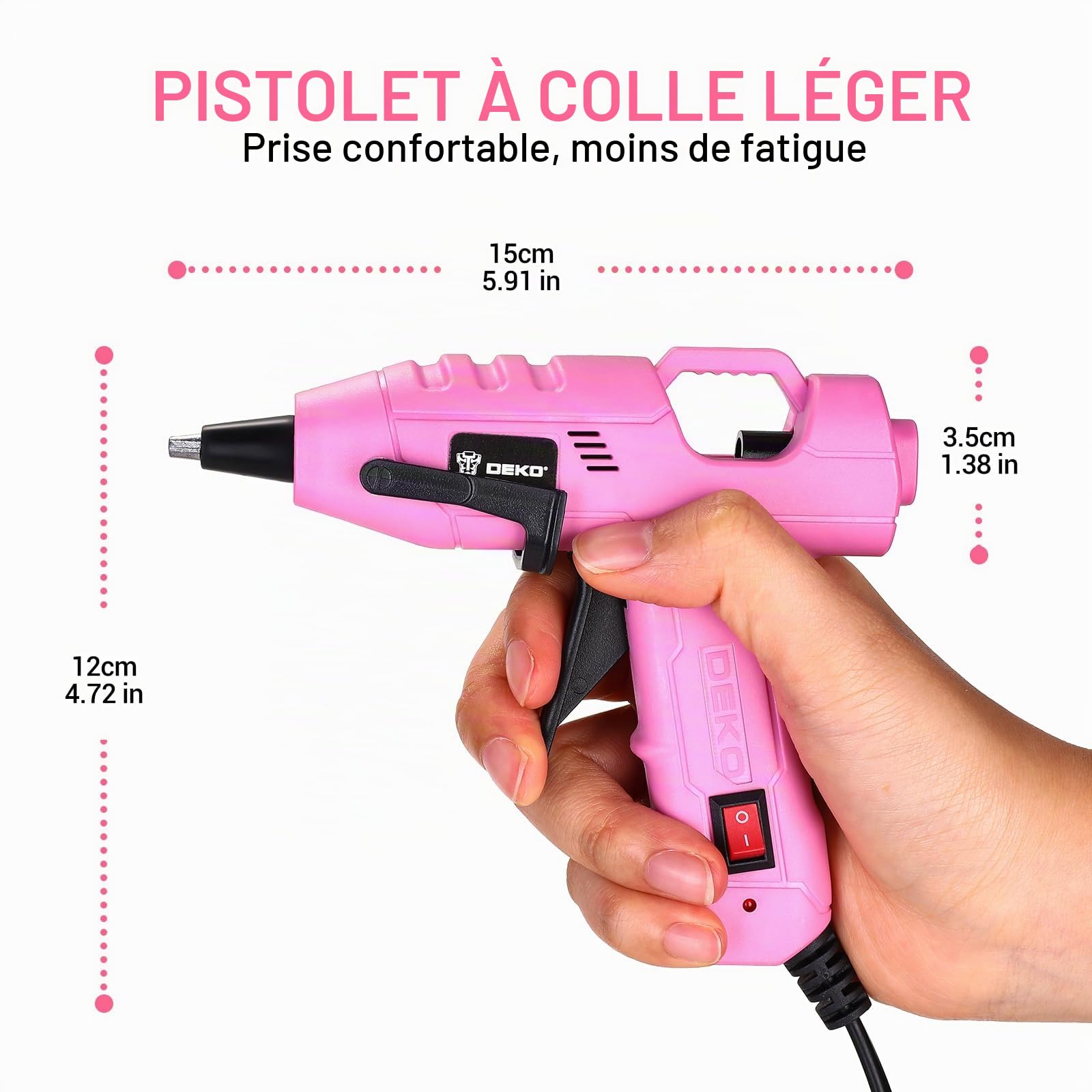 DEKOPRO POWER TOOLS pistolet à colle chaude 20 W 30 bâtons 7 mm