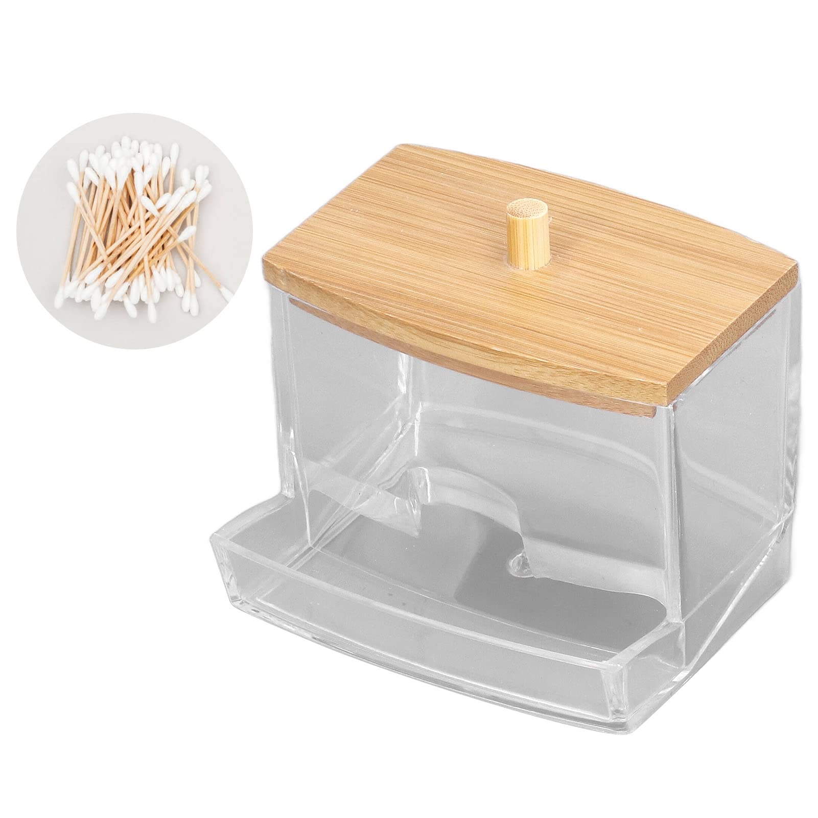 Omabeta Beauty, Hair & Nail Care boîte de rangement transparente à couvercle pour cotons-tiges
