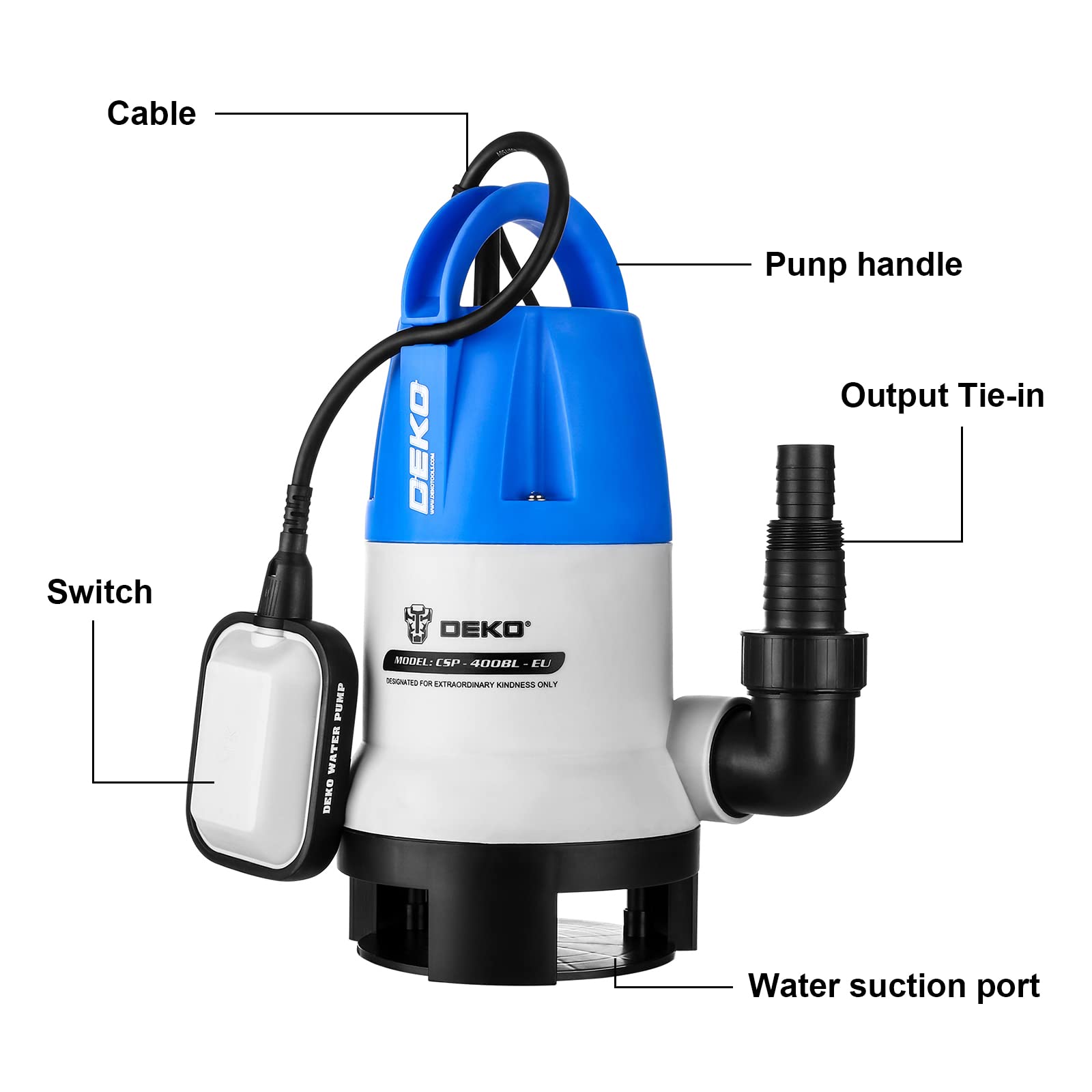 DEKOPRO SUMP PUMP 400 W pompe submersible 8 000 l/h à flotteur