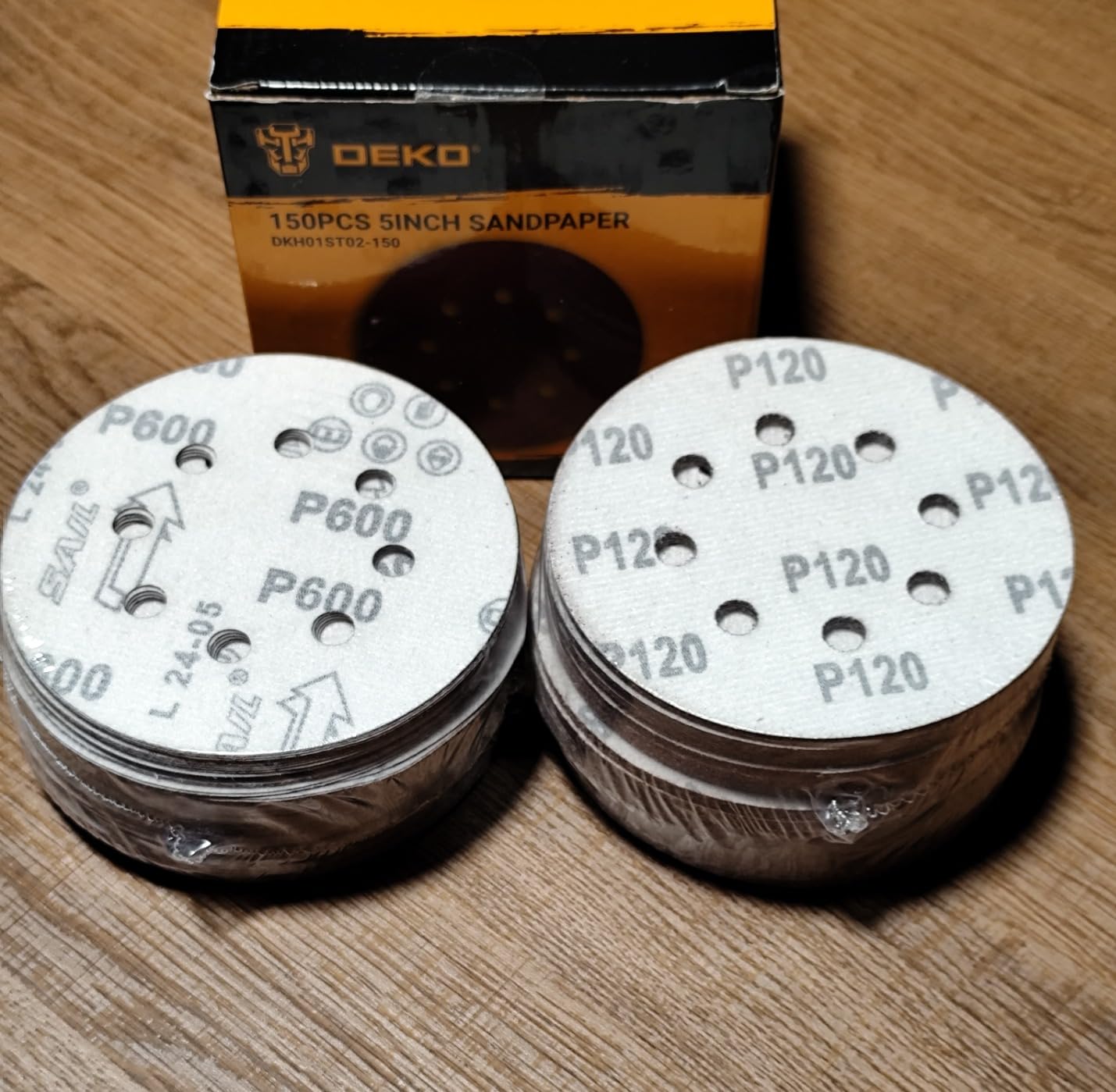 DEKOPRO POWER TOOLS disques abrasifs 125 mm, 150 pièces, 10 grains