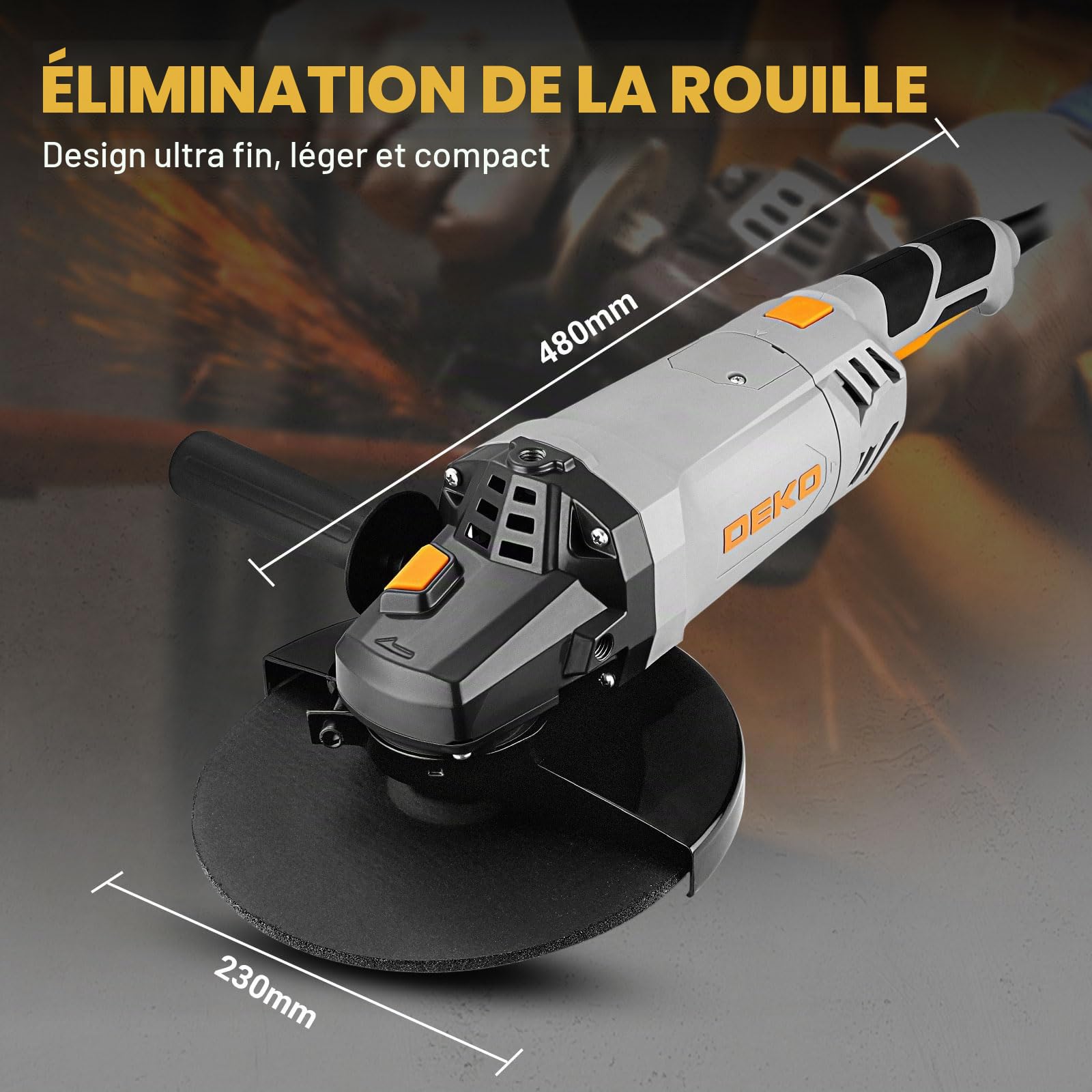 DEKOPRO POWER TOOLS Meuleuse d’angle 230 mm filaire 2200 W