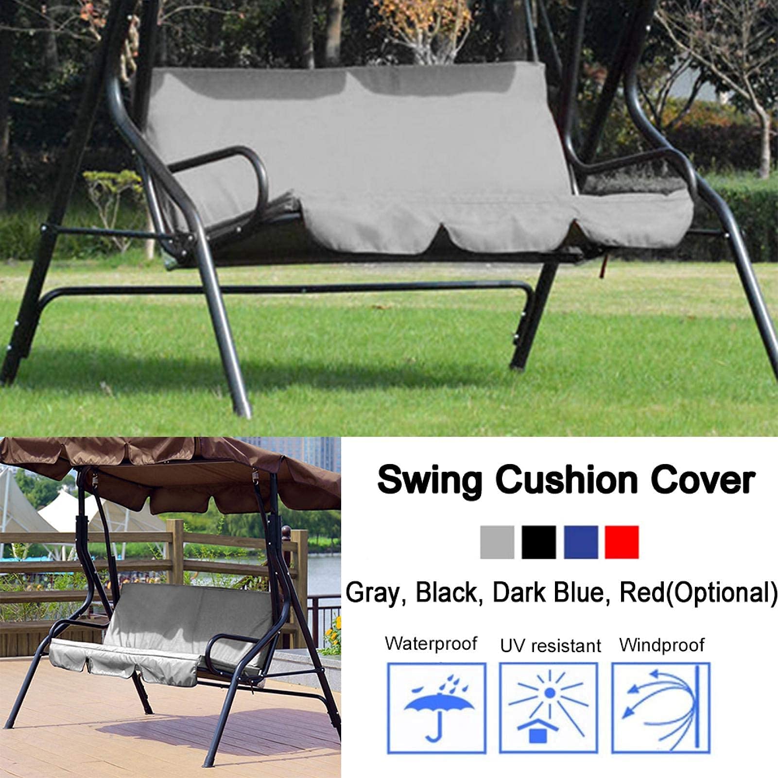 Omabeta Garden Machinery & Agricultural Equipment housse de balançoire 3 places grise imperméable