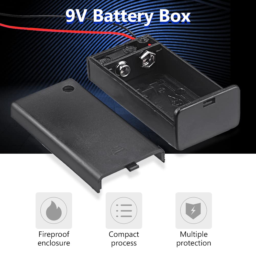 Omabeta Electrical Components & Wiring boîtier pour pile 9 V avec interrupteur, 2 pièces