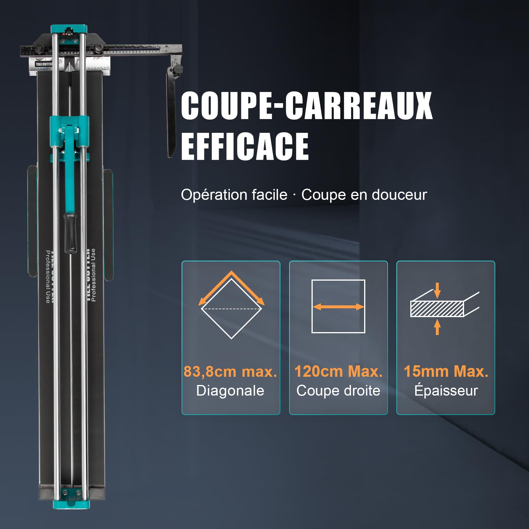 ZELCAN Tile Cutter coupe-carreaux manuel 120 cm avec guide laser