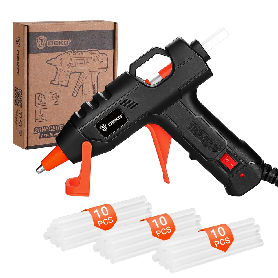 DEKOPRO POWER TOOLS Pistolet à colle 20 W blanc, 30 bâtons