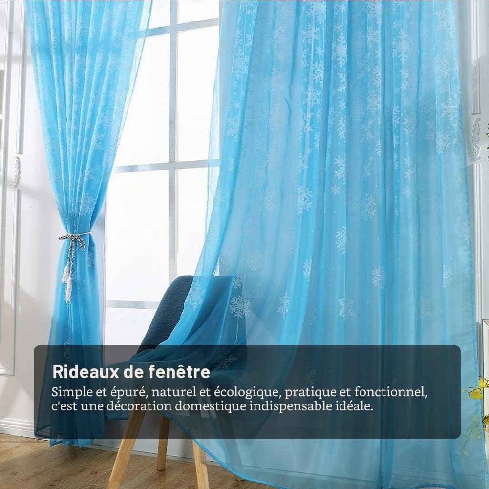 Omabeta Home Décor & Bathroom Décor rideau voilage flocon de neige bleu ciel 1 pièce polyester
