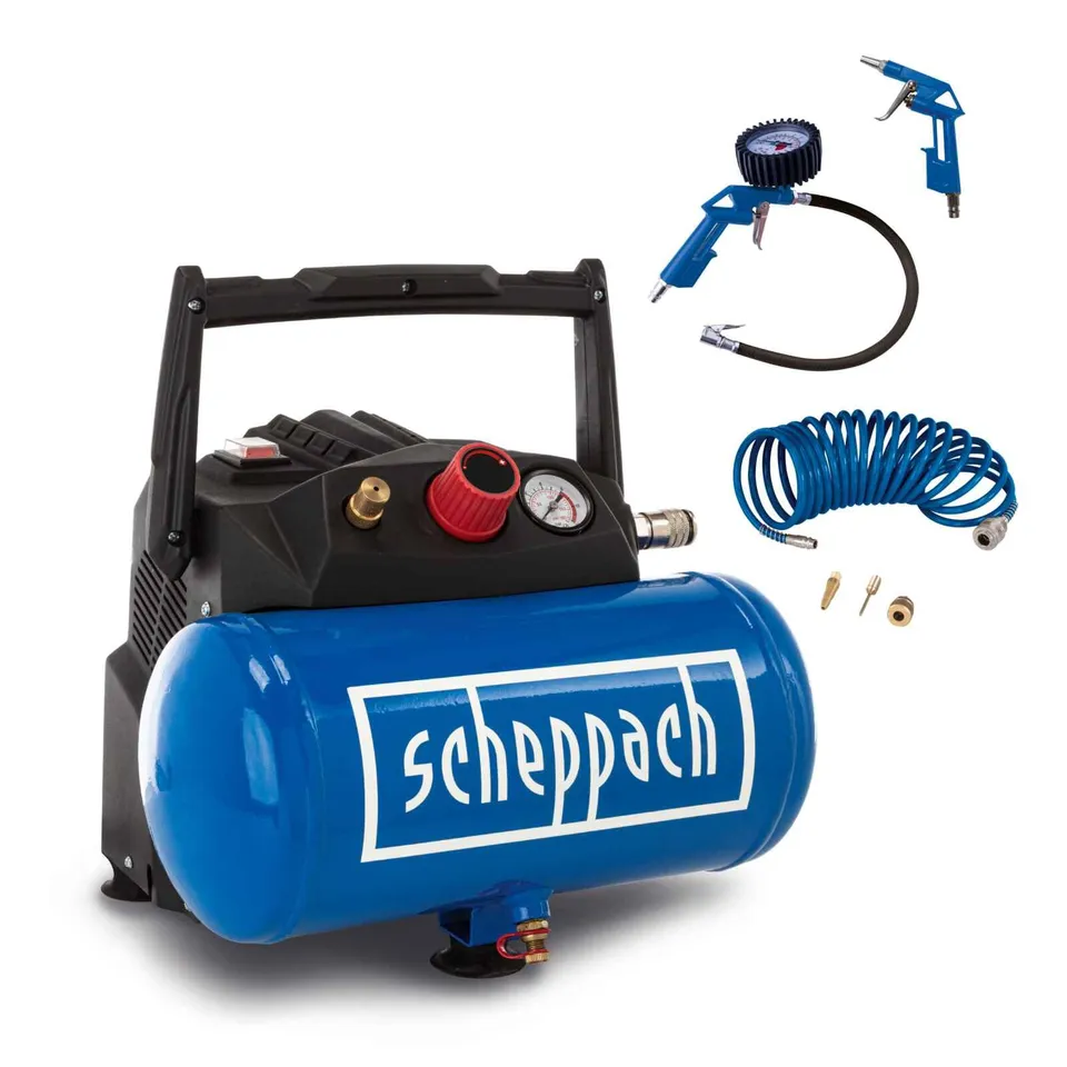 Scheppach HC Series HC06 compresseur sans huile 6 L 8 bar avec accessoires