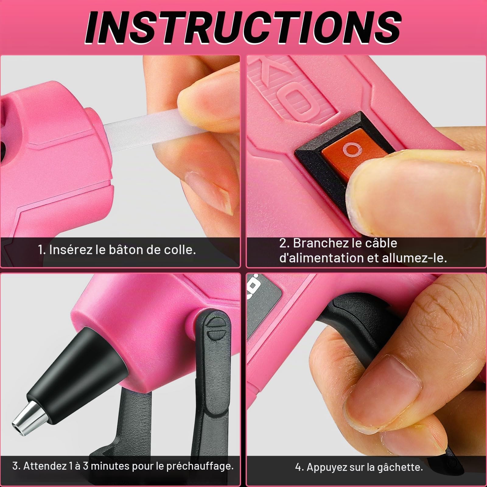 DEKOPRO POWER TOOLS pistolet à colle chaude 20 W 30 bâtons 7 mm