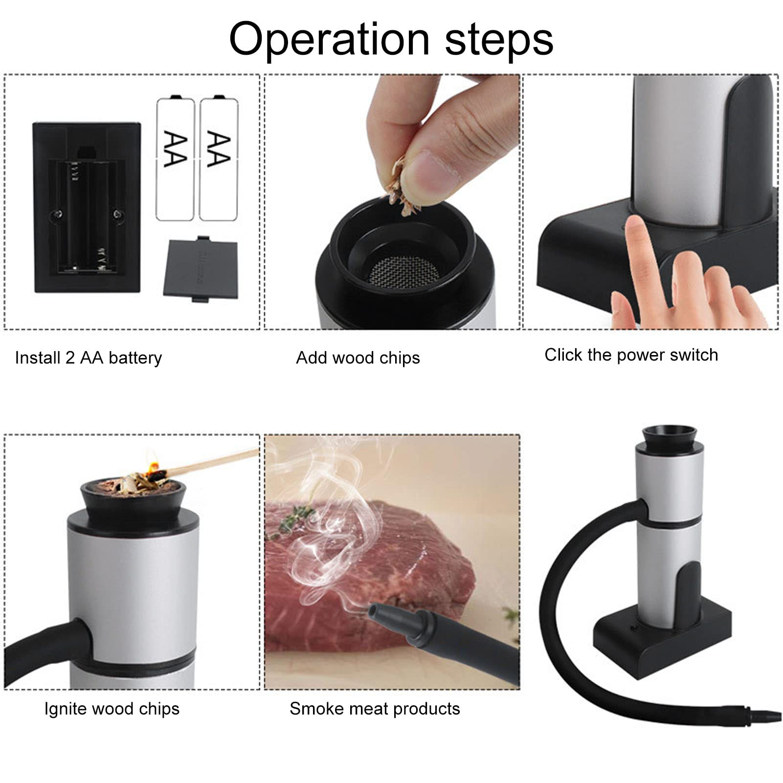 Omabeta Kitchen Appliances fumoir portable pour viande avec bac à copeaux