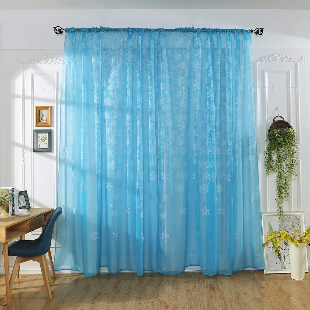 Omabeta Home Décor & Bathroom Décor rideau voilage flocon de neige bleu ciel 1 pièce polyester