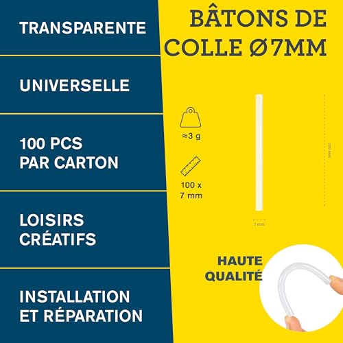 Rapid’os 16 Collage Bâtons de colle universelle Ø7 x 100 mm, 100 pièces transparents