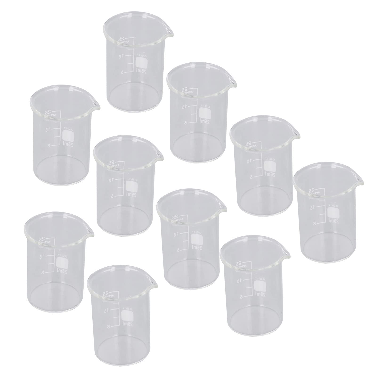 Omabeta Toys & Games bécher gradué 25 ml, lot de 10 en verre borosilicaté