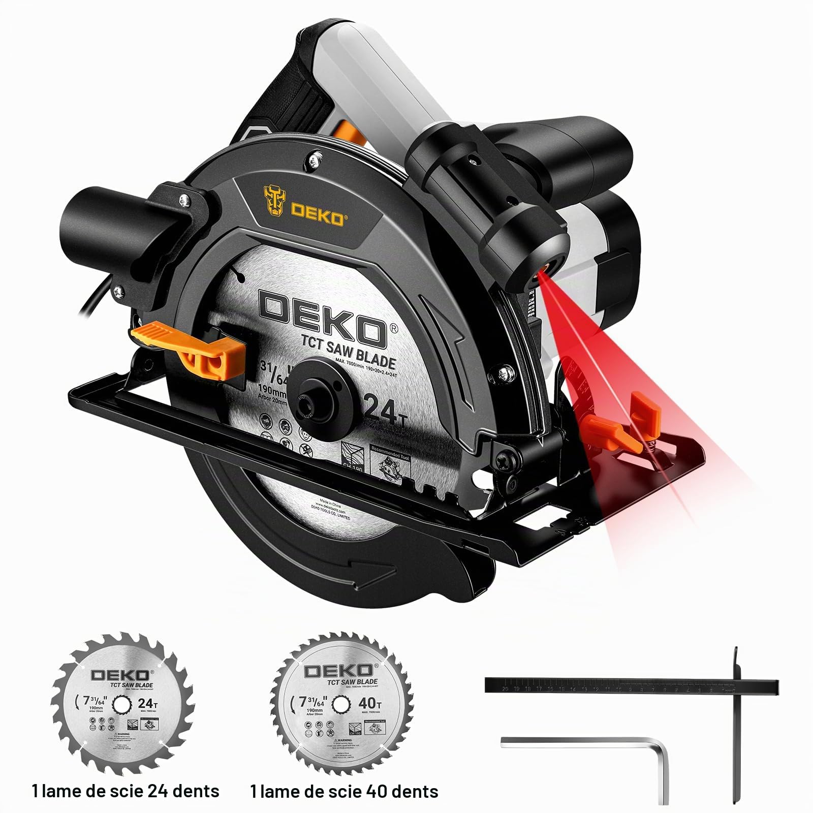 DEKOPRO POWER TOOLS scie circulaire 1400 W 190 mm filaire avec laser