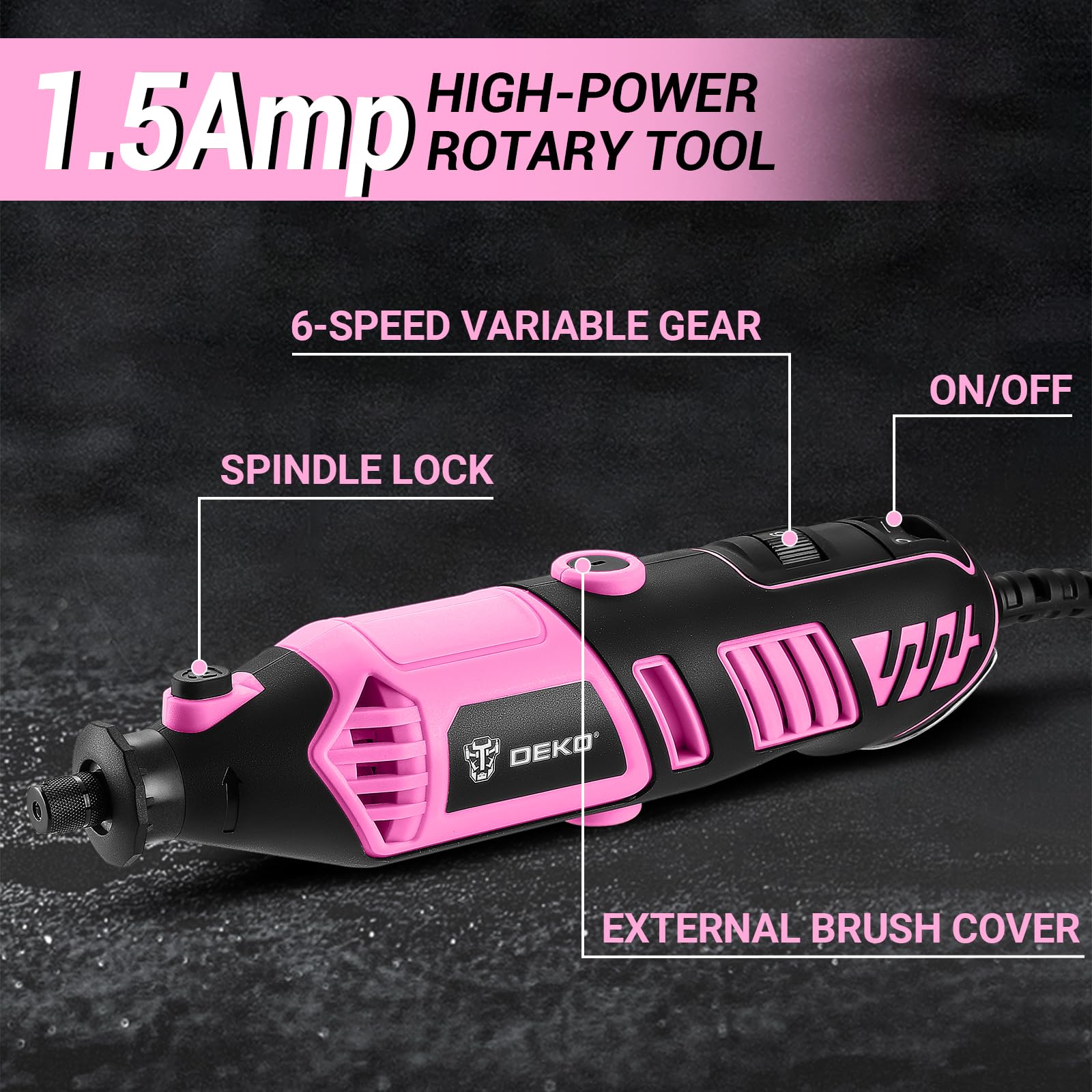 DEKOPRO POWER TOOLS outil rotatif multifonction 126 pièces noir rosé 170 W
