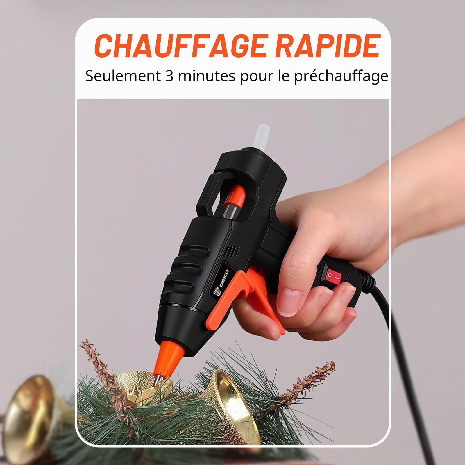 DEKOPRO POWER TOOLS Pistolet à colle 20 W blanc, 30 bâtons