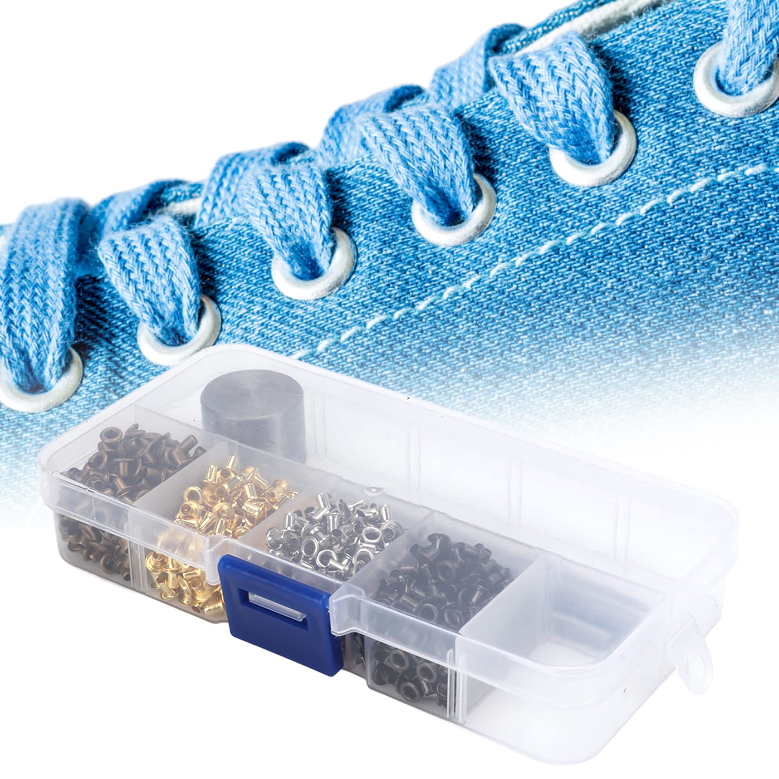Omabeta Fasteners, Screws & Springs Œillets 2 mm, kit de 200 avec outils de pose