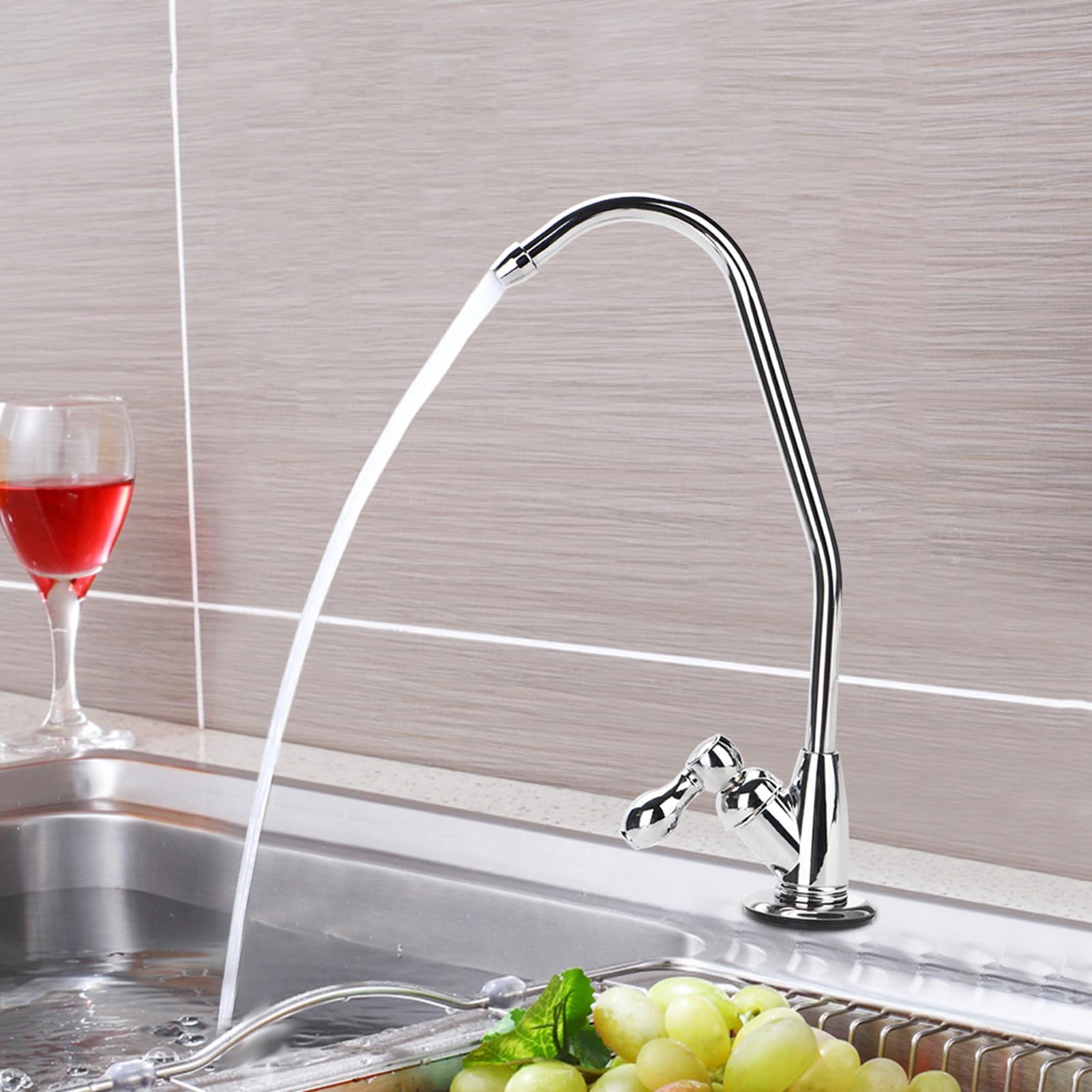Omabeta Home Décor & Bathroom Décor robinet filtre à eau col de cygne 1/4″ chromé