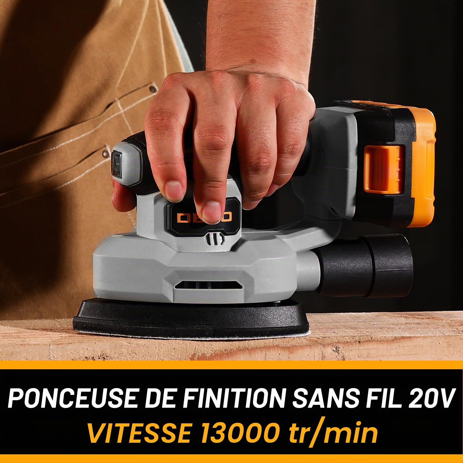 DEKOPRO POWER TOOLS ponceuse delta sans fil 20 V 13000 tr/min avec dépoussiéreur
