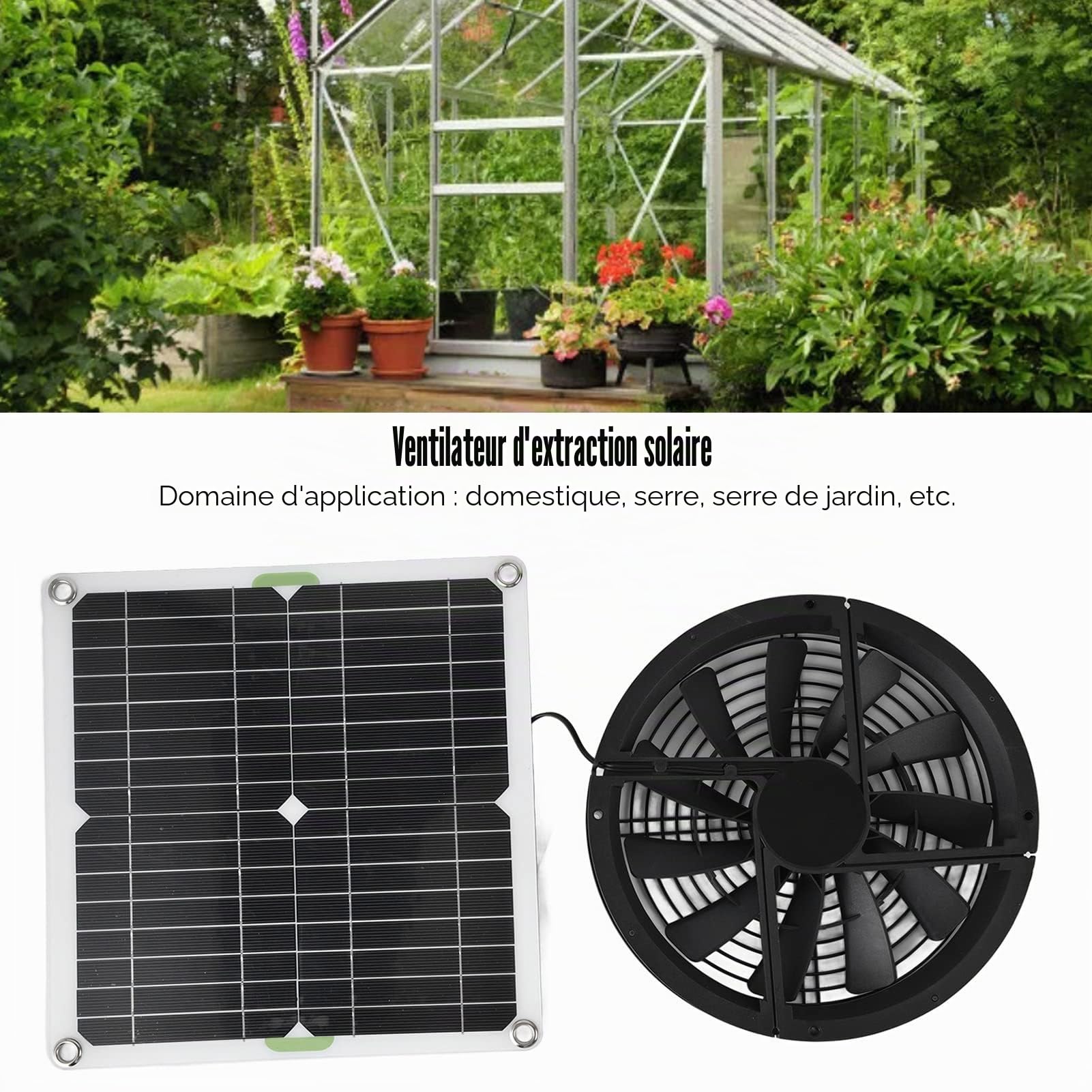 Omabeta Garden Machinery & Agricultural Equipment ventilateur solaire 25 cm pour serre