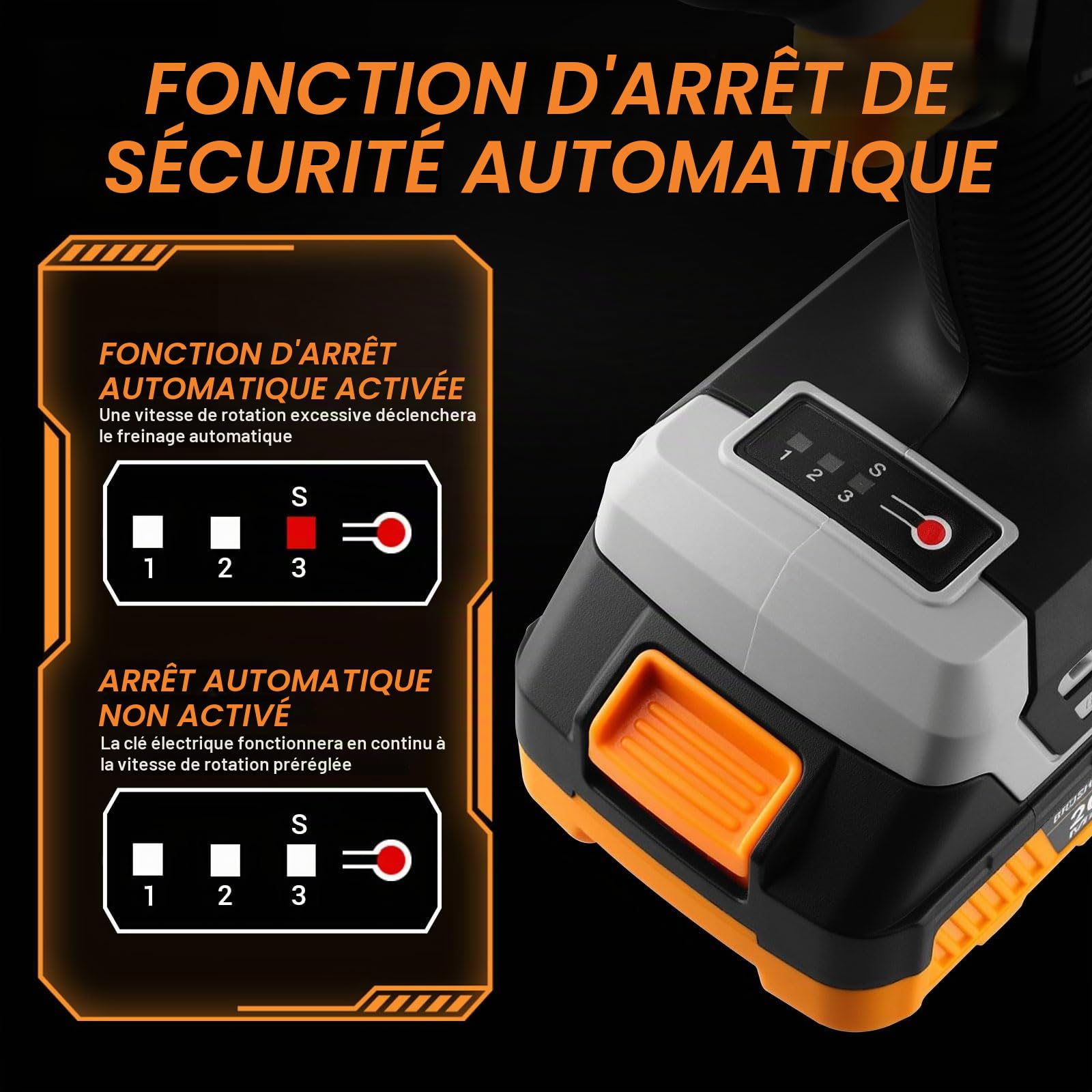 DEKOPRO POWER TOOLS clé à choc sans fil 350 N·m, 2 batteries 2 Ah