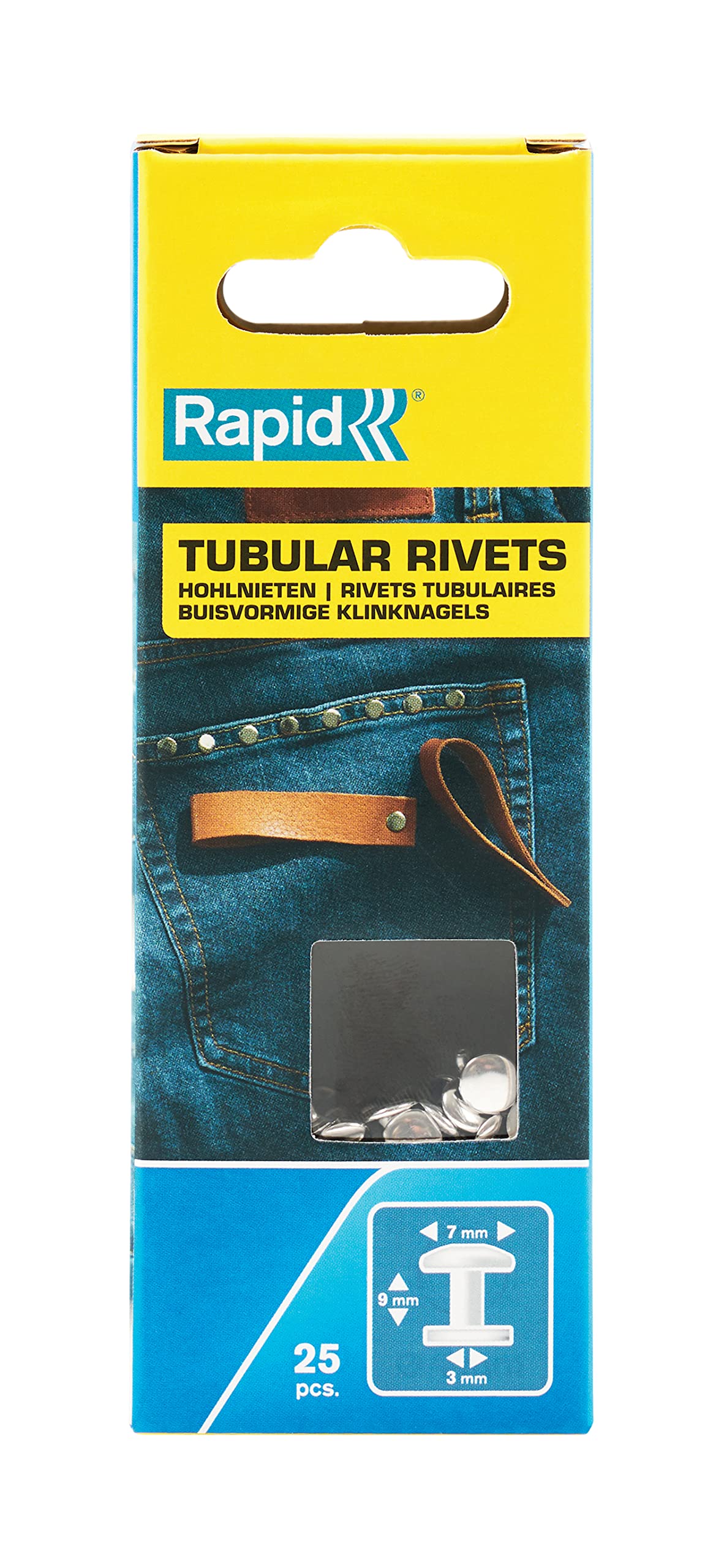 Rapid’os 16 Rivetage 5000416 rivets tubulaires 9 × 3 × 13 mm 25 pièces acier
