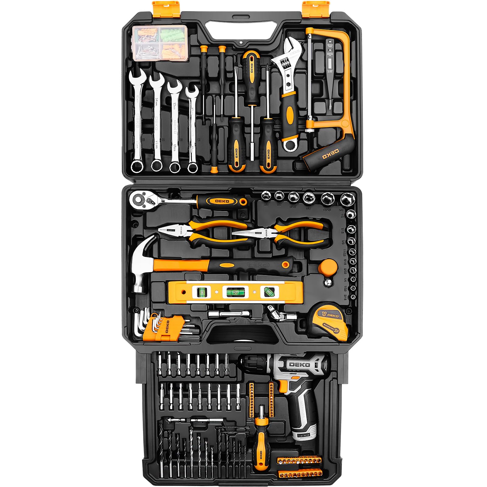 DEKOPRO TOOL KIT Coffret à outils 238 pièces avec perceuse 12 V gris