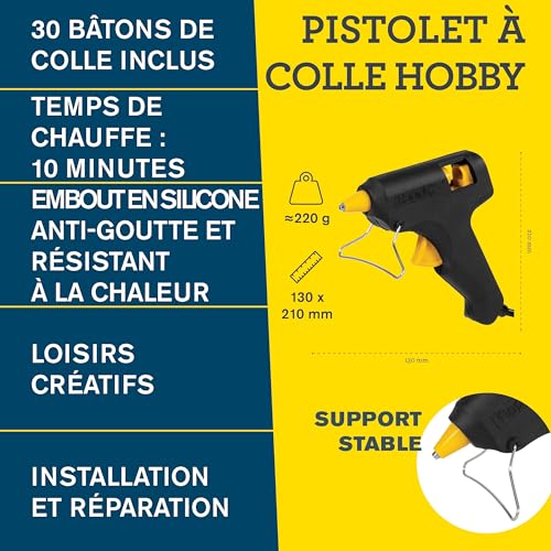 Rapid’os 16 Collage HOBBY pistolet à colle Ø7 mm avec 30 bâtons