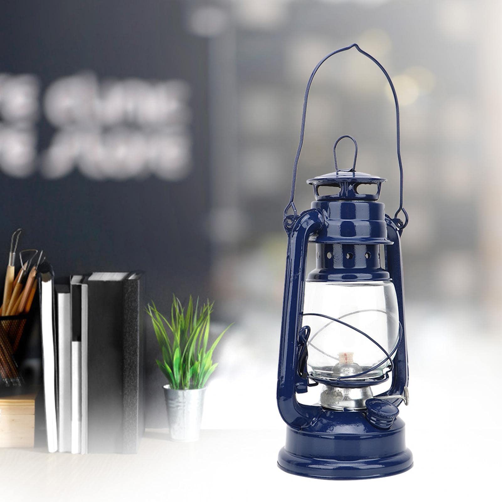 Omabeta Flashlights & Lighting lampe à pétrole bleue en fer et verre