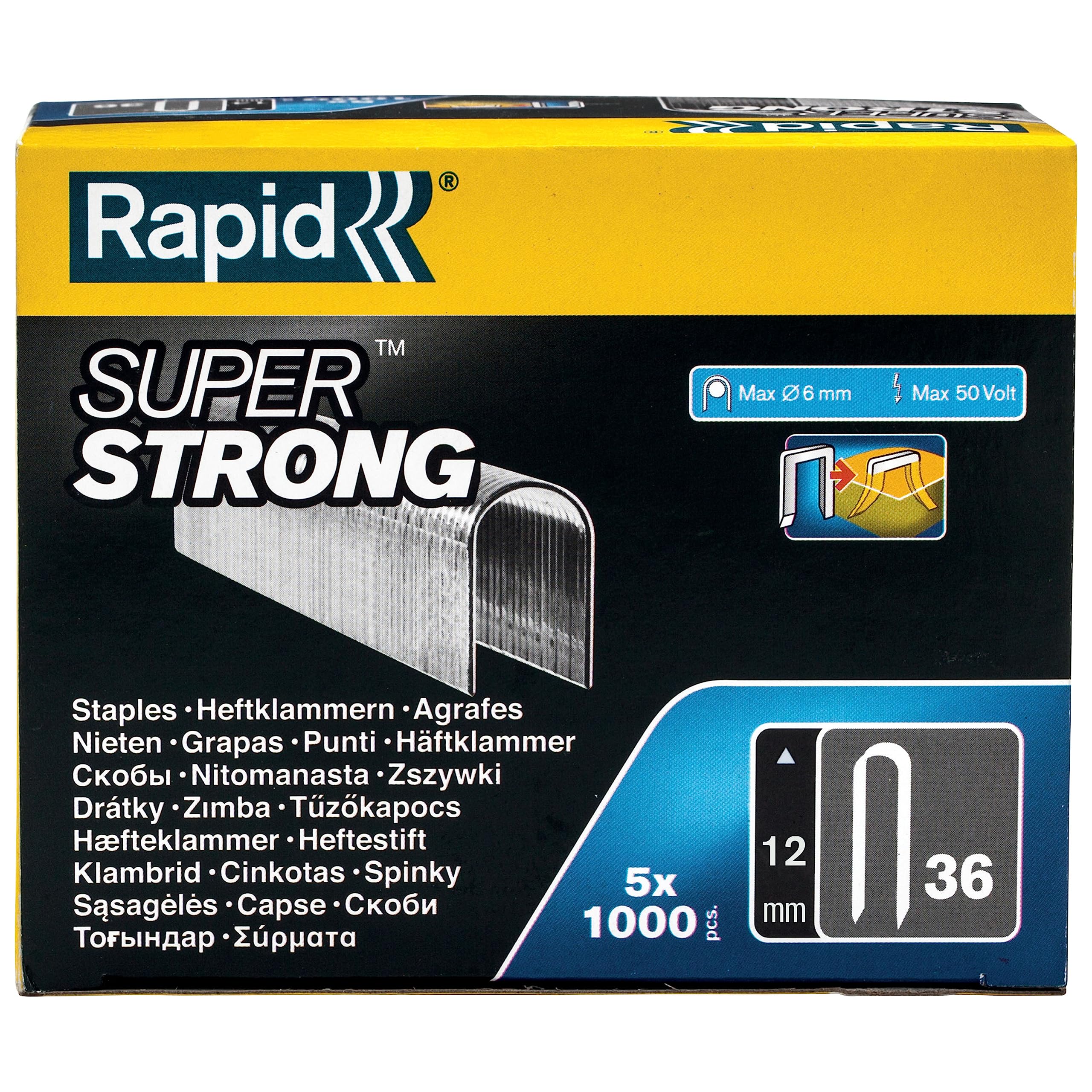 Rapid’os 16 Agrafage n°36 agrafes câble 12 mm boîte de 5000 galvanisées